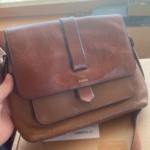 Fossil Kinley tan camel small crossbody purse bag